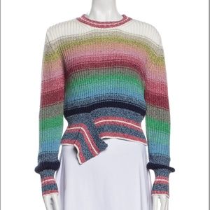 SPORTMAX CODE Green, Blue, Pink Striped Crew Neck Sweater Small MSRP $475